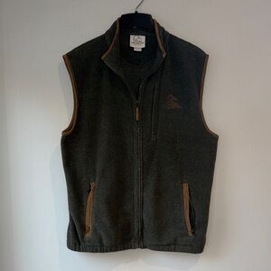 Vintage Ducks Unlimited Men’s Olive Green Preppy Fleece Vest Zip Pockets